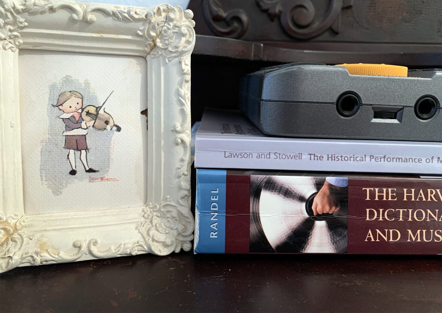 musical time violinist and metronome and books